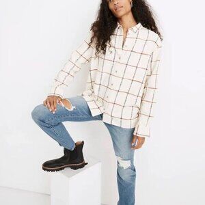 Madewell Flannel Oversized Ex Boyfriend Plaid Flannel Shirt Womens Sz S